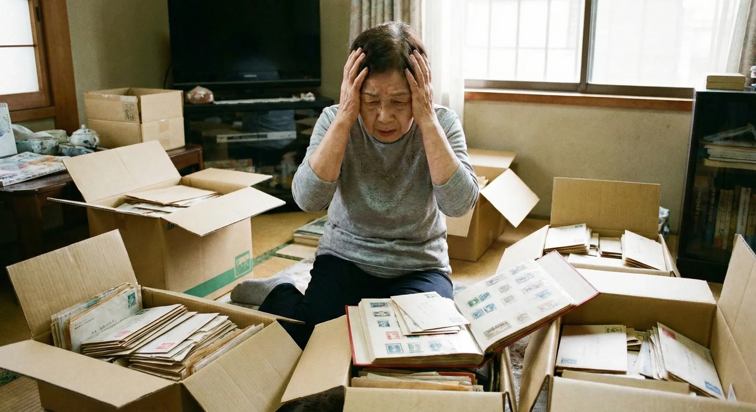 切手の処分に困っている様子